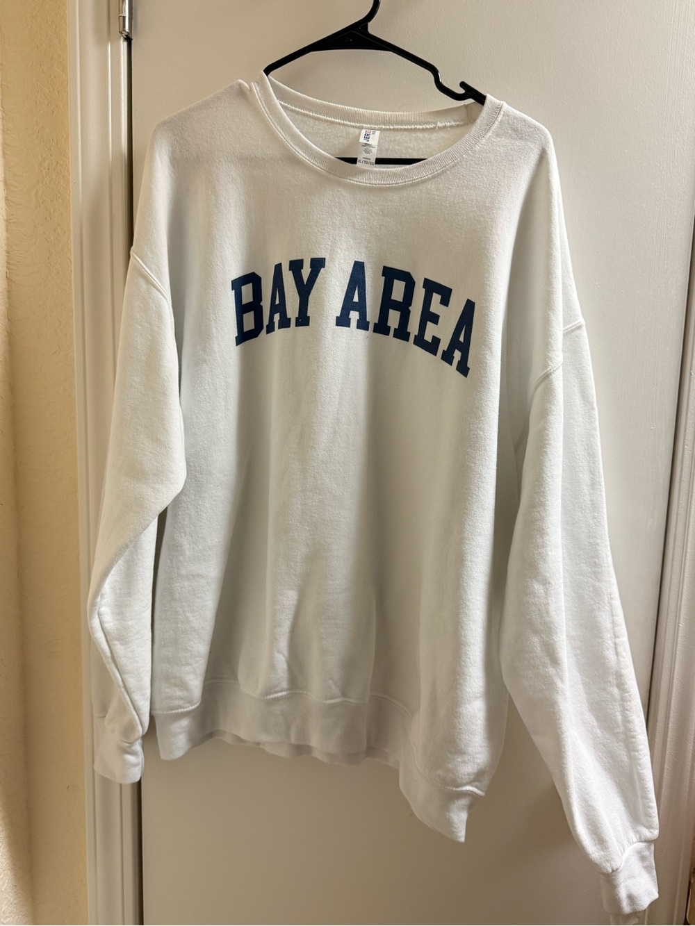 Jerzees White Crewneck Sweatshirt with "BAY AREA" Graphic